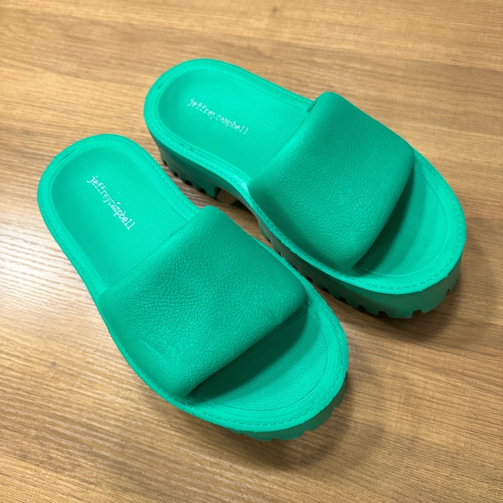Jeffrey Campbell Green Summertime Platform Sandals size 7